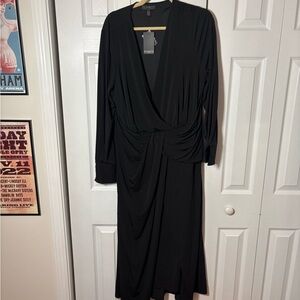 NWT !! Eloquii Black Long Sleeve Drape Dress- Women’s Plus Size 18